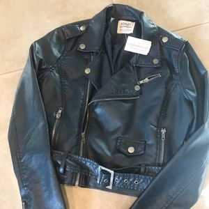 NWT Belted Navy Blue Crop Moto Jacket